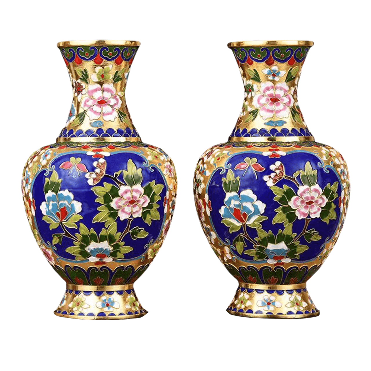 Cloisonné Enamel Pair of Vases 