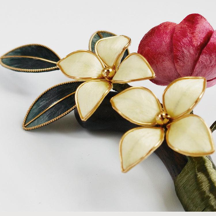 Chinese Velvet Flower Hair Stick