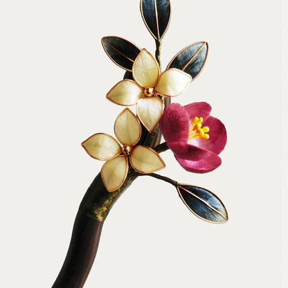 Chinese Velvet Flower Hair Stick