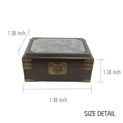 Golden Nanmu Jewelry Box with Carvings