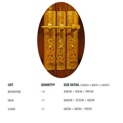 Golden Nanmu & Mortise and Tenon Joints Chinese Study Furniture Set