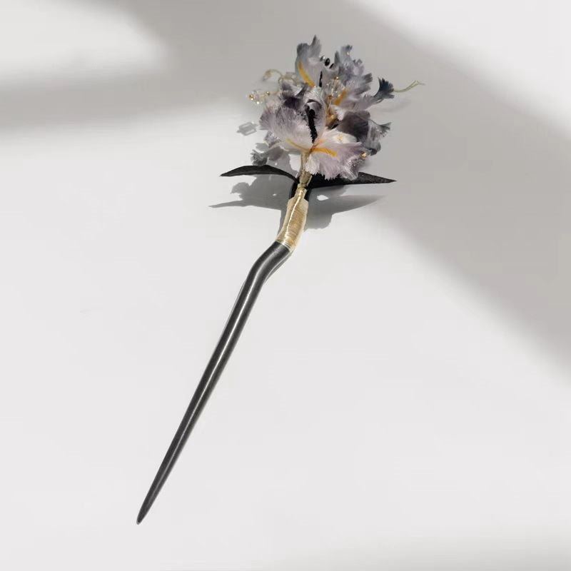 Chinese Velvet Flower Hair Stick