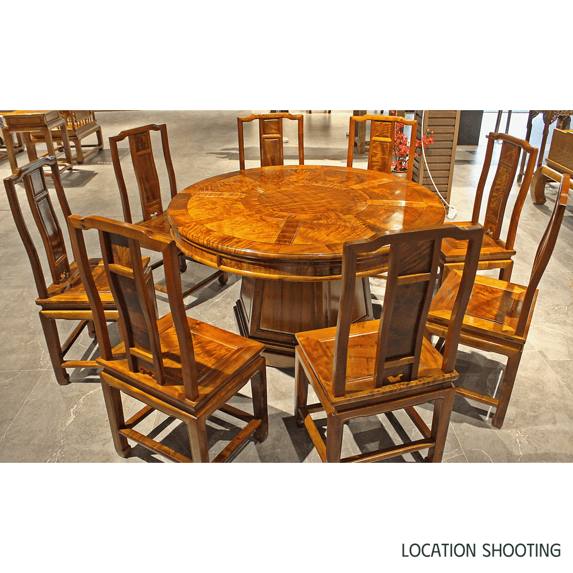 Golden Nanmu & Mortise and Tenon Joints Furniture Chinese Dining Table And Chairs