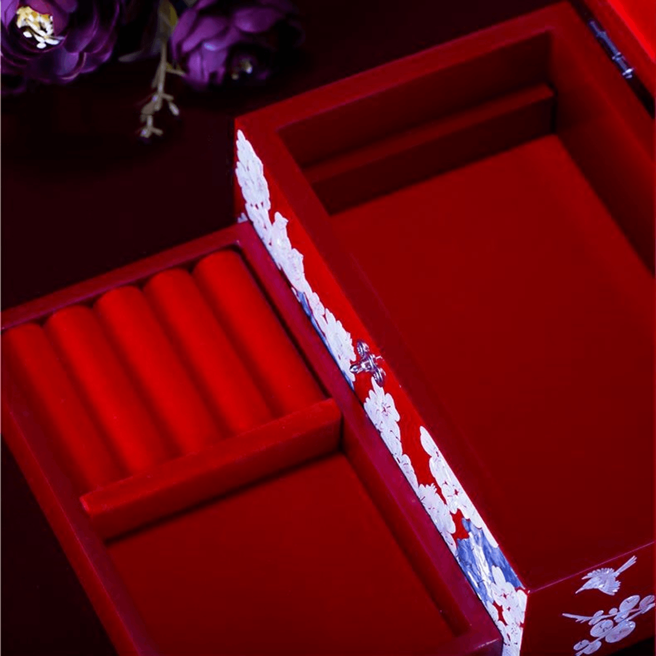 Lacquerware Mother-of-pearl Lacquerware Jewelry Box with Lid 