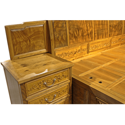 Golden Nanmu & Mortise and Tenon Joints Furniture  Chinese Bed And Bedside Tables