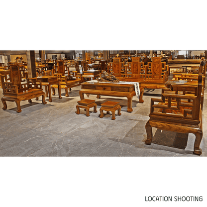 Golden Nanmu & Mortise and Tenon Joints Livingroom Chinese Furniture Set