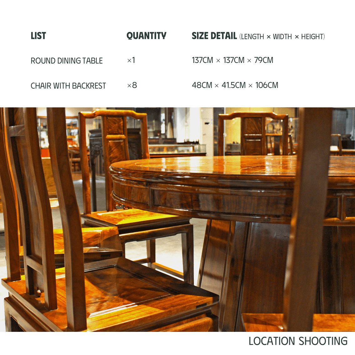 Golden Nanmu & Mortise and Tenon Joints Furniture Chinese Dining Table And Chairs