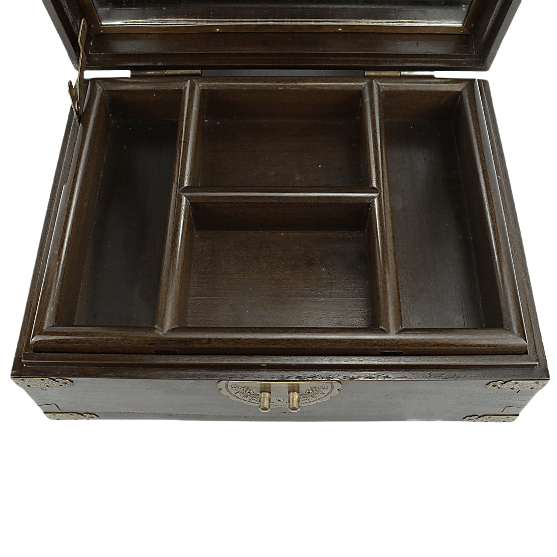 Golden Nanmu Jewelry Box with Carvings