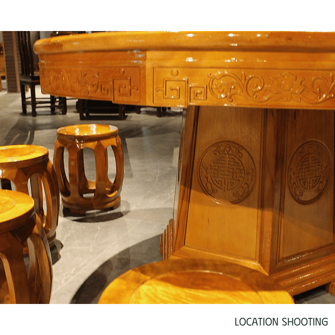 Golden Nanmu & Mortise and Tenon Joints Furniture Chinese Dining Table And Stools