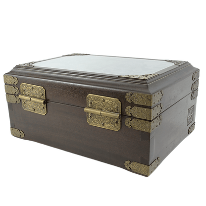 Golden Nanmu Jewelry Box with Carvings