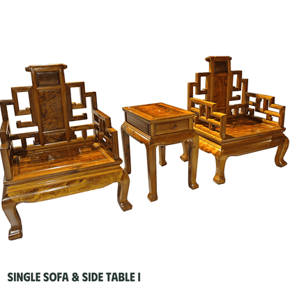 Golden Nanmu & Mortise and Tenon Joints Livingroom Chinese Furniture Set