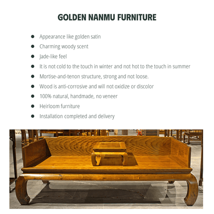 Golden Nanmu & Mortise and Tenon Joints Furniture Chinese sleeper sofa