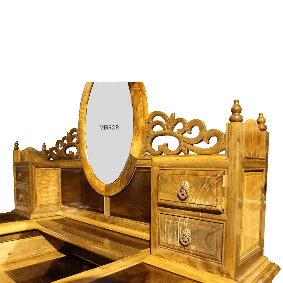 Golden Nanmu & Mortise and Tenon Joints Furniture Chinese Dressing Table And Stool