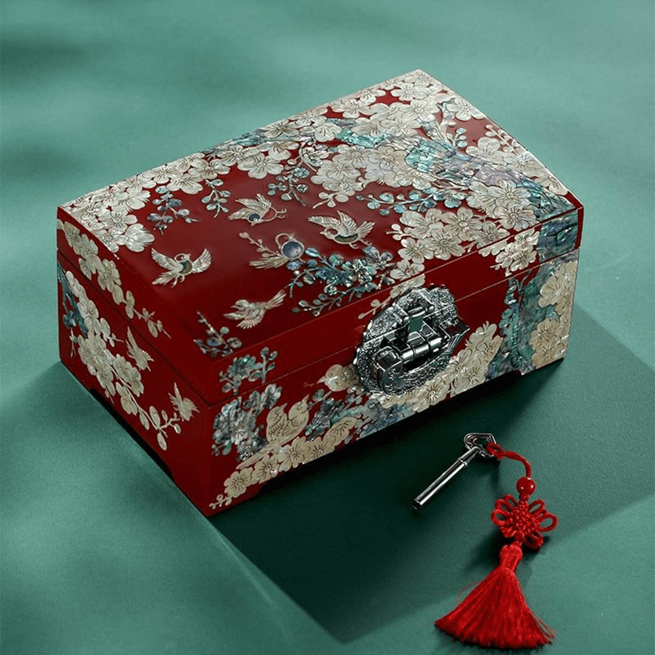 Lacquerware Mother-of-pearl Lacquerware Jewelry Box with Lid 