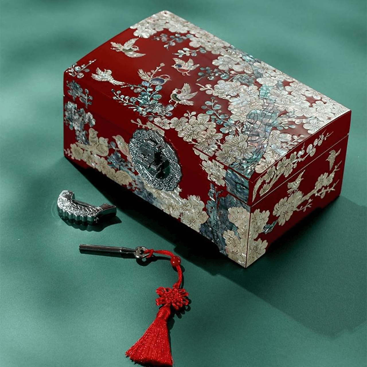 Lacquerware Mother-of-pearl Lacquerware Jewelry Box with Lid 