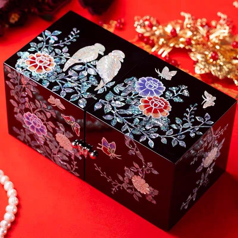 Lacquerware Mother-of-Pearl Lacquer Jewelry Box Drawers