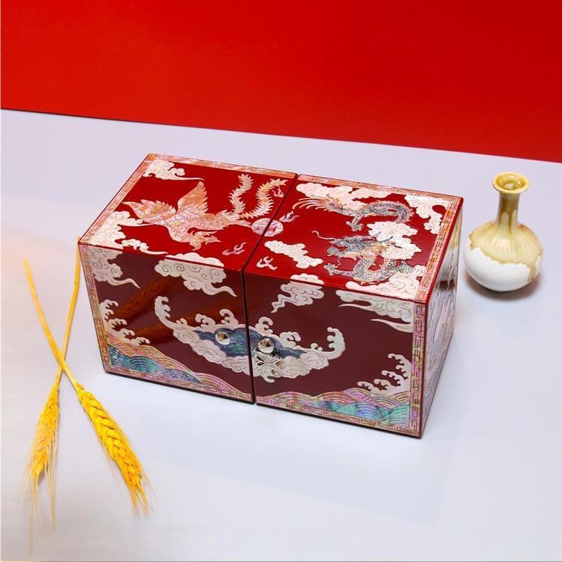 Lacquerware Mother-of-Pearl Lacquer Jewelry Box Drawers