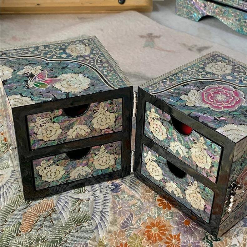 Lacquerware Mother-of-Pearl Lacquer Jewelry Box Drawers