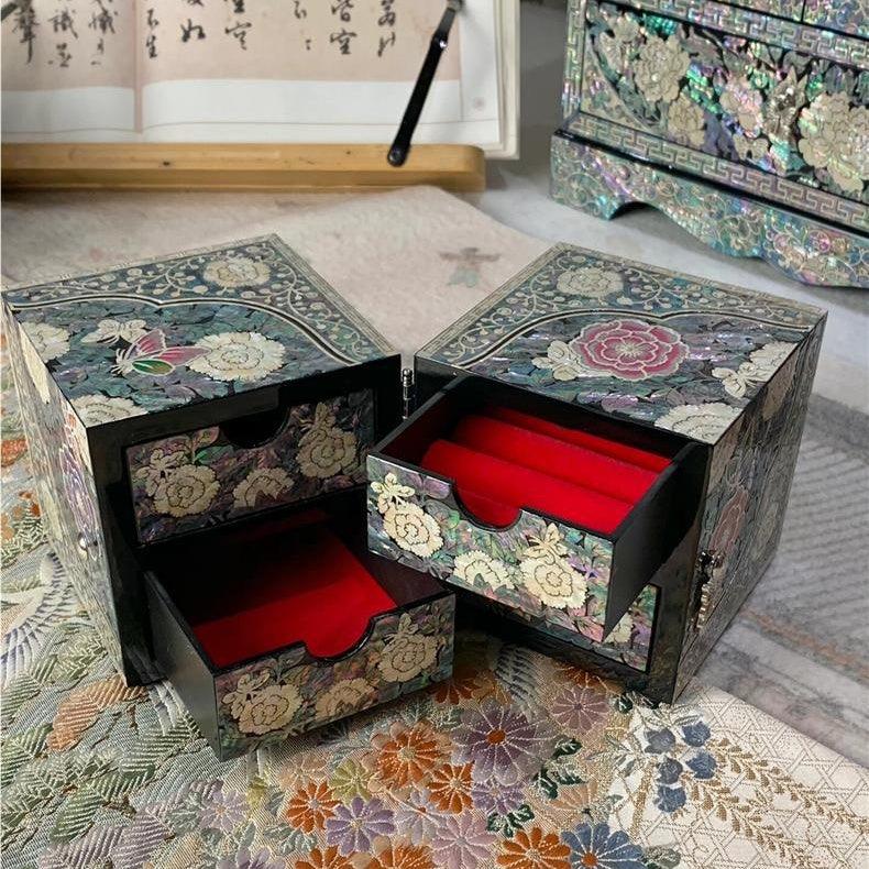 Lacquerware Mother-of-Pearl Lacquer Jewelry Box Drawers