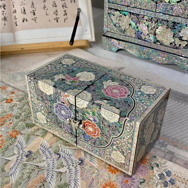 Lacquerware Mother-of-Pearl Lacquer Jewelry Box Drawers