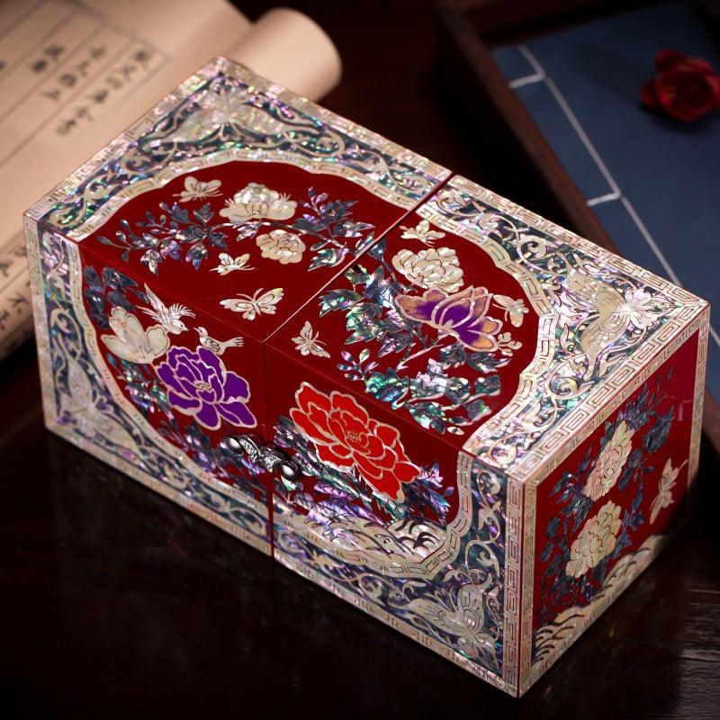 Lacquerware Mother-of-Pearl Lacquer Jewelry Box Drawers