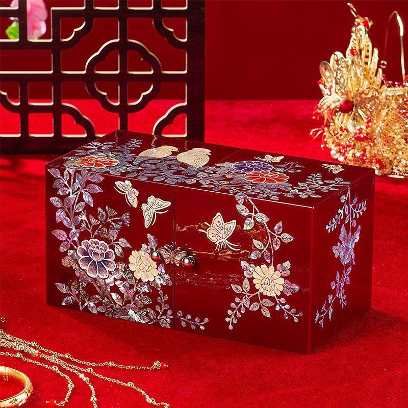 Lacquerware Mother-of-Pearl Lacquer Jewelry Box Drawers