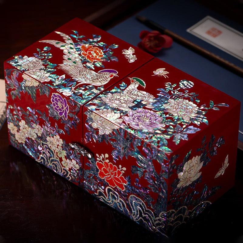 Lacquerware Mother-of-Pearl Lacquer Jewelry Box Drawers