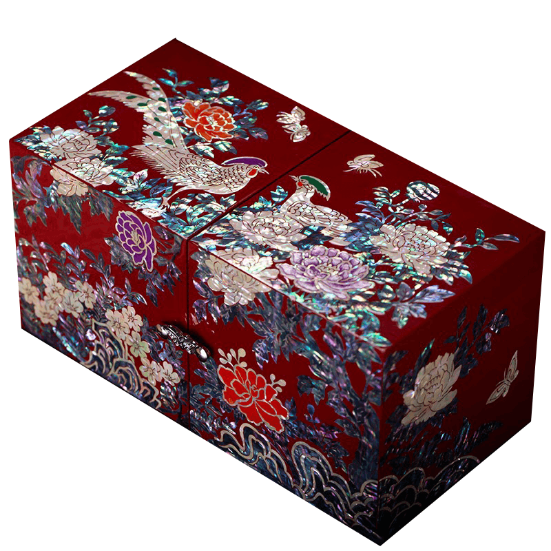 Lacquerware Mother-of-Pearl Lacquer Jewelry Box Drawers