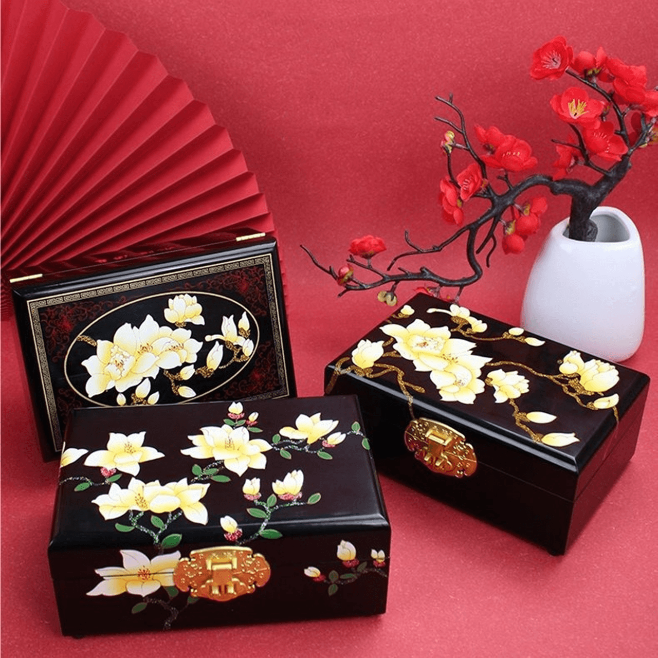 Lacquerware Polishing Jewelry Box with Lid