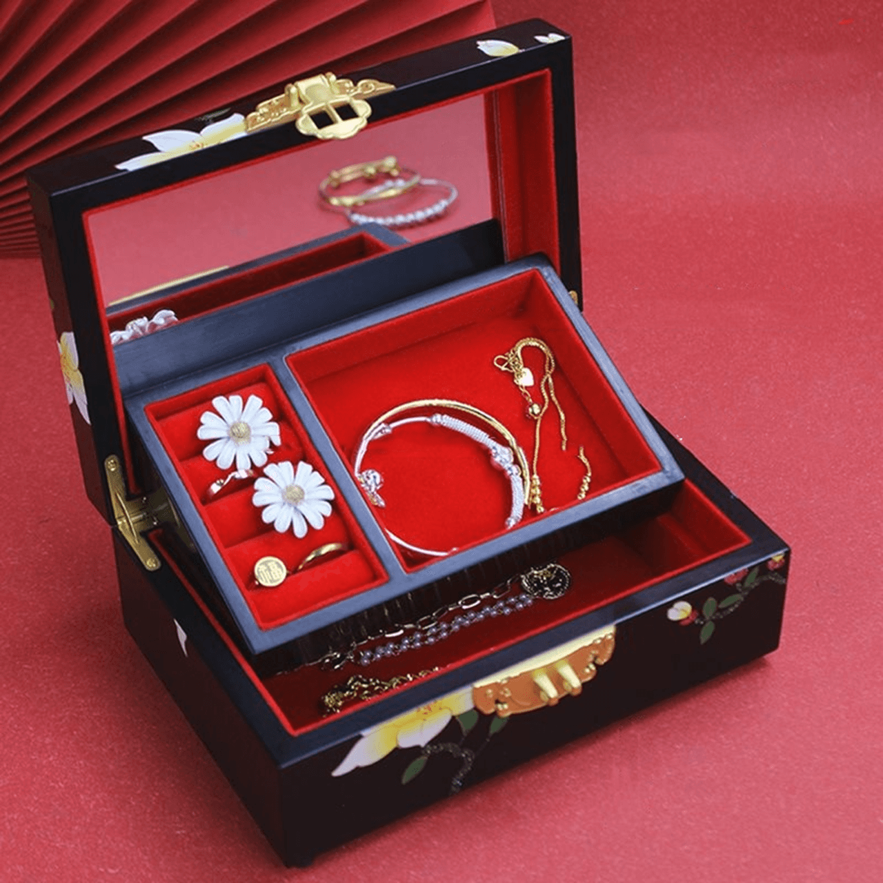 Lacquerware Polishing Jewelry Box with Lid