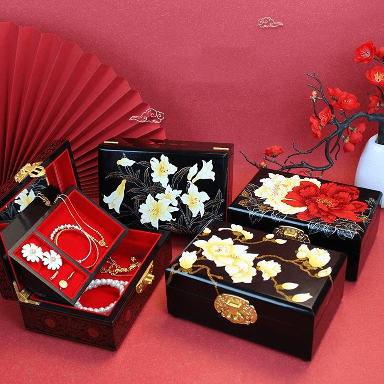 Lacquerware Polishing Jewelry Box with Lid