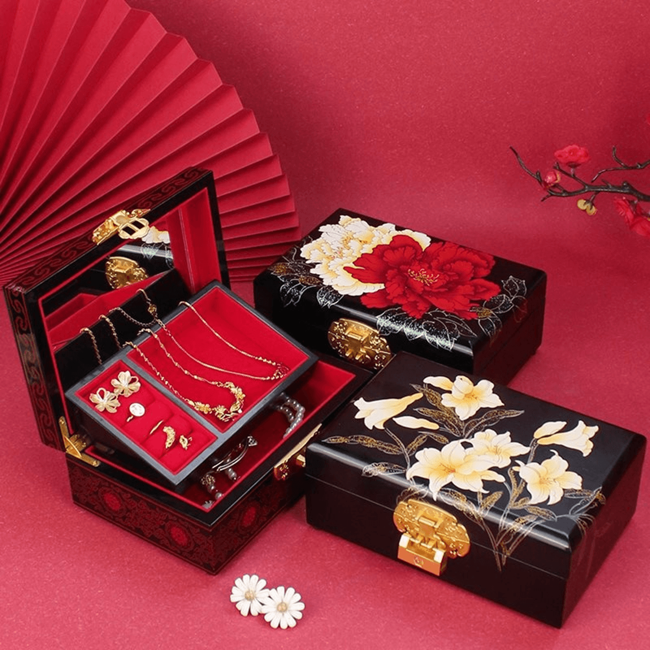 Lacquerware Polishing Jewelry Box with Lid